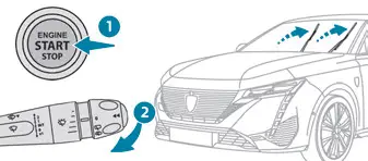 Peugeot 308: Vor dem Entfernen eines Wischerblatts vorne