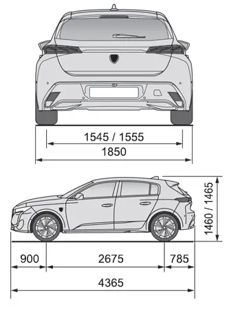 Peugeot 308: Abmessungen (mm)