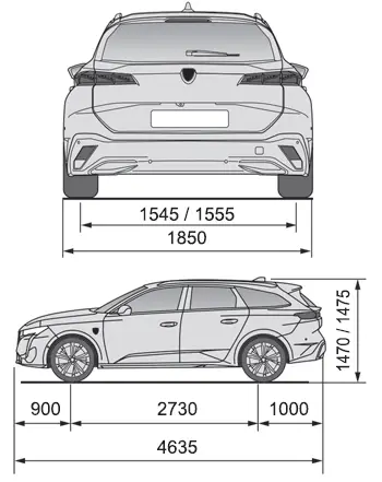 Peugeot 308: Abmessungen (mm)